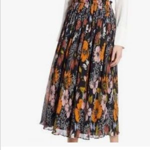 Halogen x Atlantic-Pacific Floral Crinkle Midi Skirt M